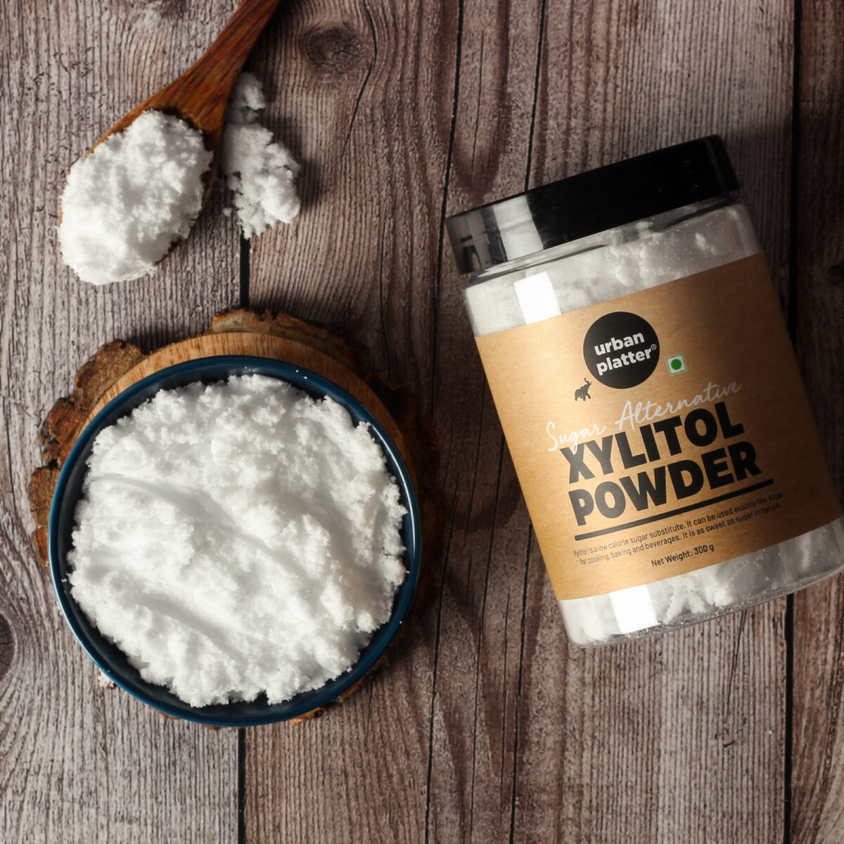 Xylitol powder is a sugar alcohol sweetener used as a naturally occurring sugar substitute. Xylitol is found in the fibres of many fruits and vegetables, including various berries, corn husks, oats and mushrooms.